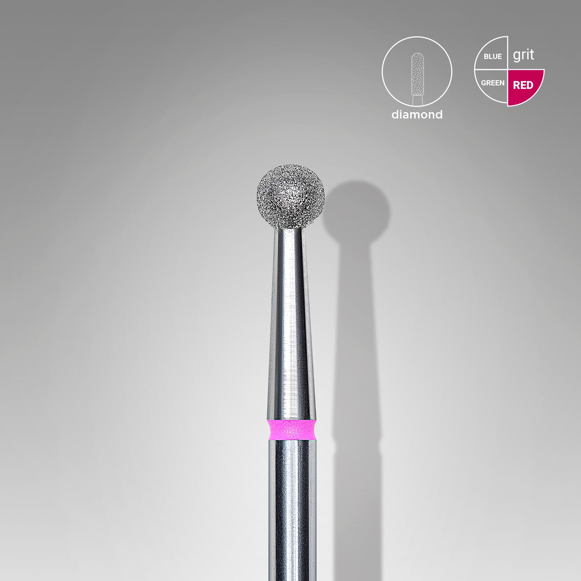 Diamond nail drill bit, "ball", red, head diameter 3,5 mm image 0